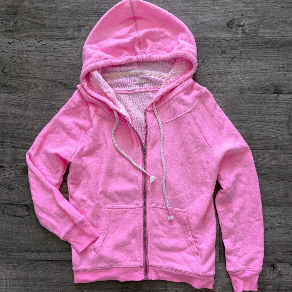 Aerie Bright Pink Terry Cloth Zip-Up Hoodie Jacket